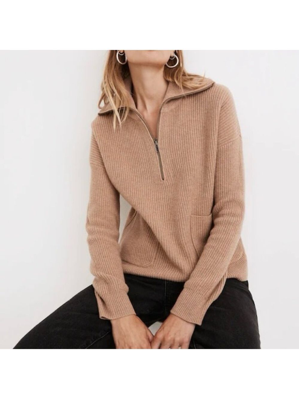 Madewell Glenbrook Half-Zip Pullover Sweater Small Heathered Saddle